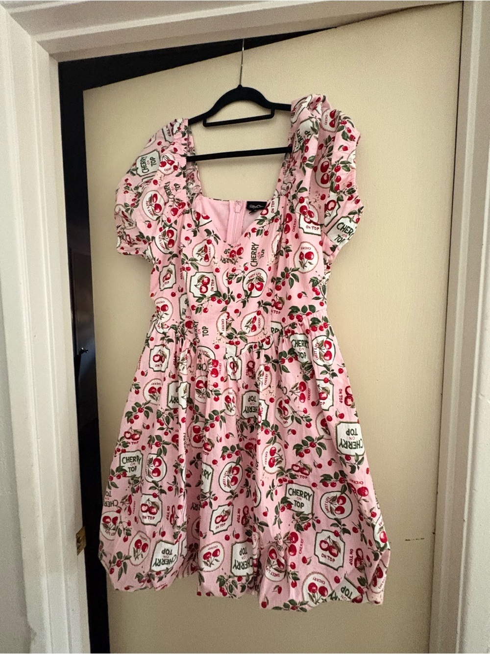 torrid Pink Cherry Print Puff-Sleeve Dress